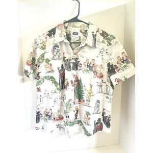 Reyn Spooner Star Wars Sithmas Christmas Yoda Button Up Aloha Shirt Women’s